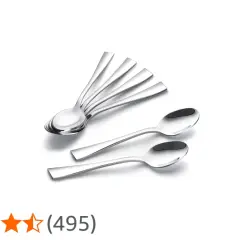 Set di cucchiaini in acciaio lucido. Si nota la differenza cucchiaino da tè e da caffè per dimensioni e forma.