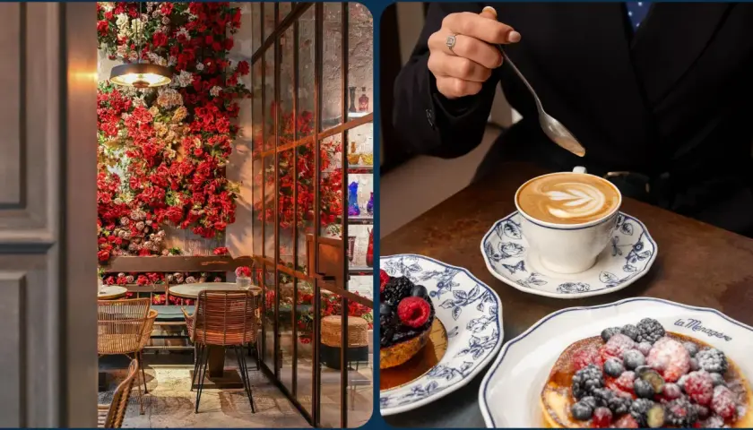 Un'atmosfera romantica per San Valentino con un delizioso caffè e dolci alla frutta.