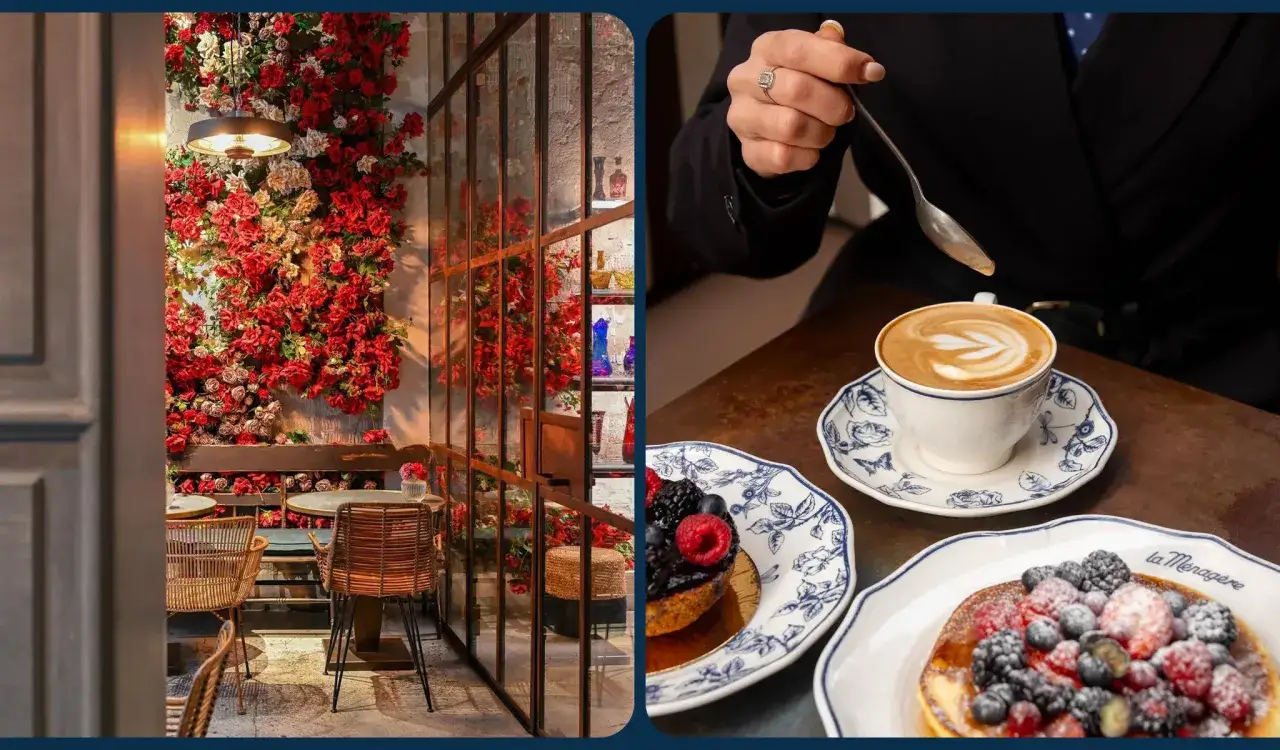 Un caff&egrave; con schiuma perfetta e dolci ai frutti di bosco, in un ambiente fiorito, ideale per San Valentino.